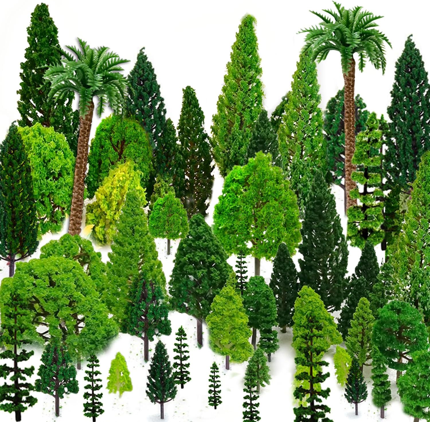 36pcs Mixed Model Trees, 1.5-6 inch(4-16 cm), Diorama Supplies, Model Grass, Miniature Trees for Projects with No Bases