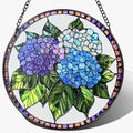 8-Inch Stained Glass Ornament, Stained Glass Window Hanging, Window Hanging Decor Suncatcher, Blue Hydrangea Ornament | Christmas, Mother's Day, Birthday | Gifts for Mom, Garden Gifts for Friends