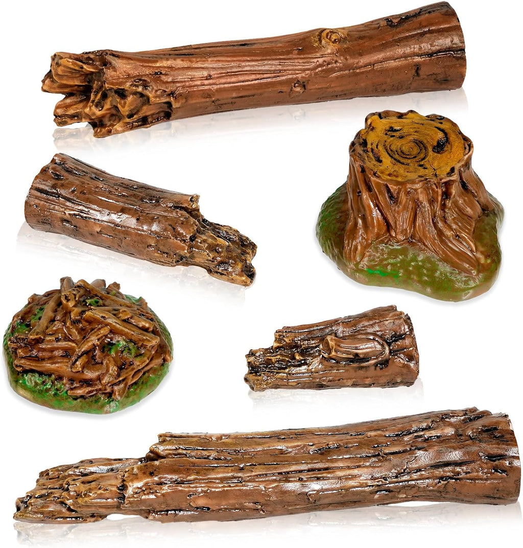 Warmtree Artificial Tree Stump Mini Garden Figurines Stumps Ornaments Miniature Stone Rock Statue for Micro Train Landscape Railway Sand Table, Pack of 6