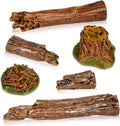 Warmtree Artificial Tree Stump Mini Garden Figurines Stumps Ornaments Miniature Stone Rock Statue for Micro Train Landscape Railway Sand Table, Pack of 6