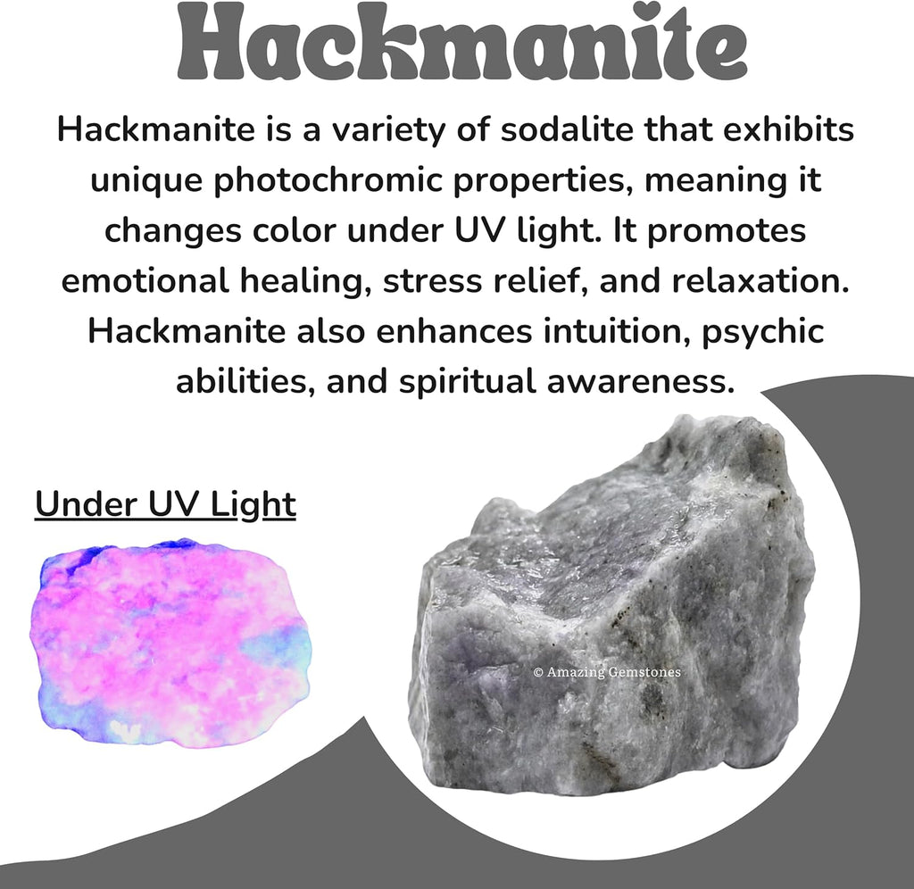 Amazing Gemstone 2 Pieces Hackmanite Fluorescent Sodalite Raw Crystals and Healing Stones, Natural Rocks for Tumbling and DIY Raw Stones and Crystals