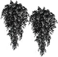 RECUTMS 4 Pcs Artificial Flowers Eucalyptus Leaves Plants Faux for Indoor OutsideWall Garden (Black White)