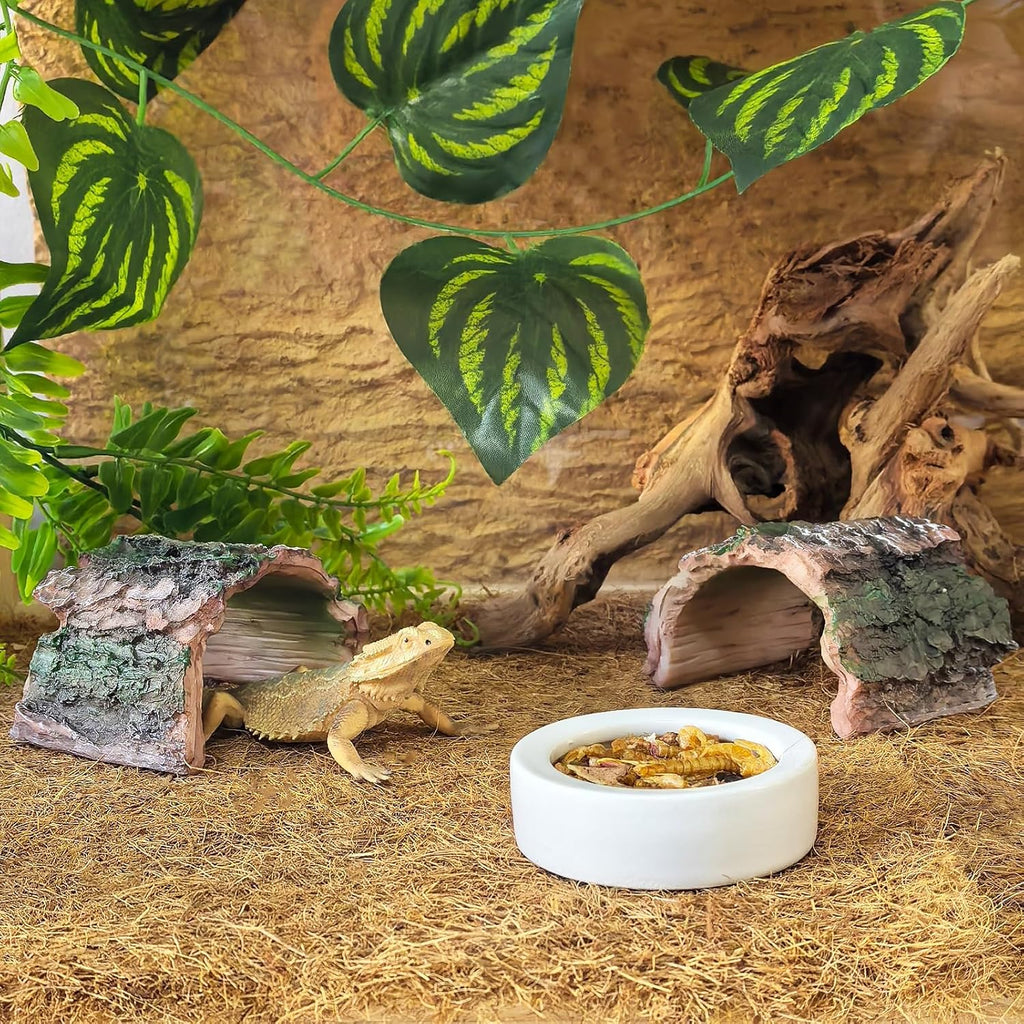 2 Pack Betta Log Resin Hollow Tree Trunk Ornament, Aquarium Hideout Reptile Cave Ornament Terrarium Tank Decoration for Fish Shrimp or Small Reptile Turtle Tarantula Spider Hermit Crab