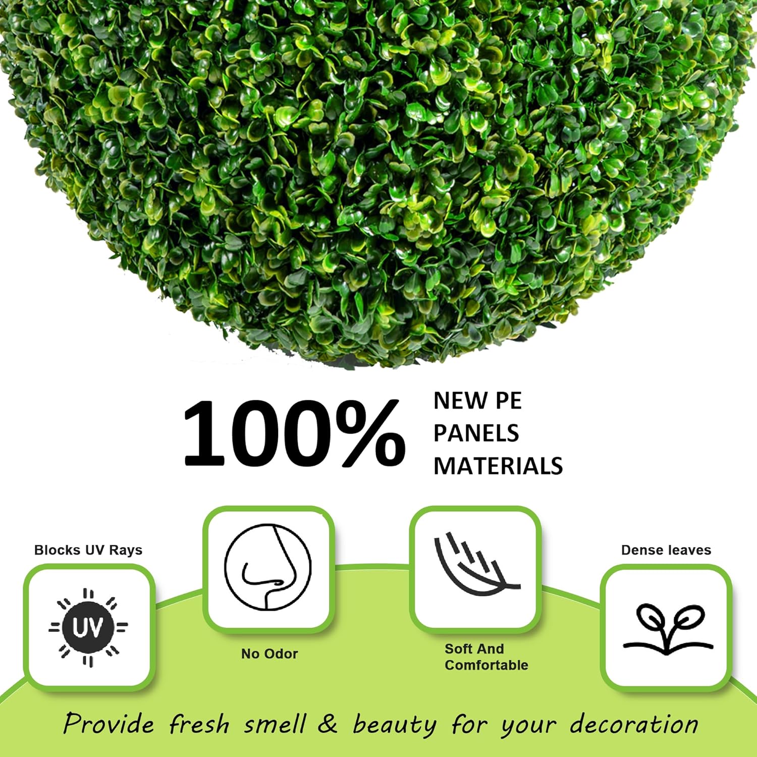 19 Inch 2 PCS 8 Layers Leaves Artificial Plant Topiary Balls, UV Resistant Faux Evergreen Boxwood for Indoor Outdoor Porch Garden Backyard Decor