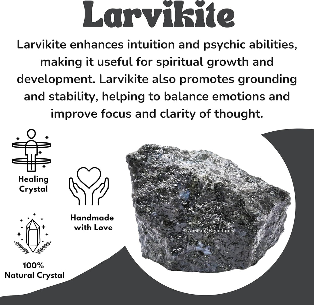 Amazing Gemstone 2 Pieces Larvikite Raw Crystals and Healing Stones, Natural Rocks for Tumbling and DIY Raw Stones and Crystals