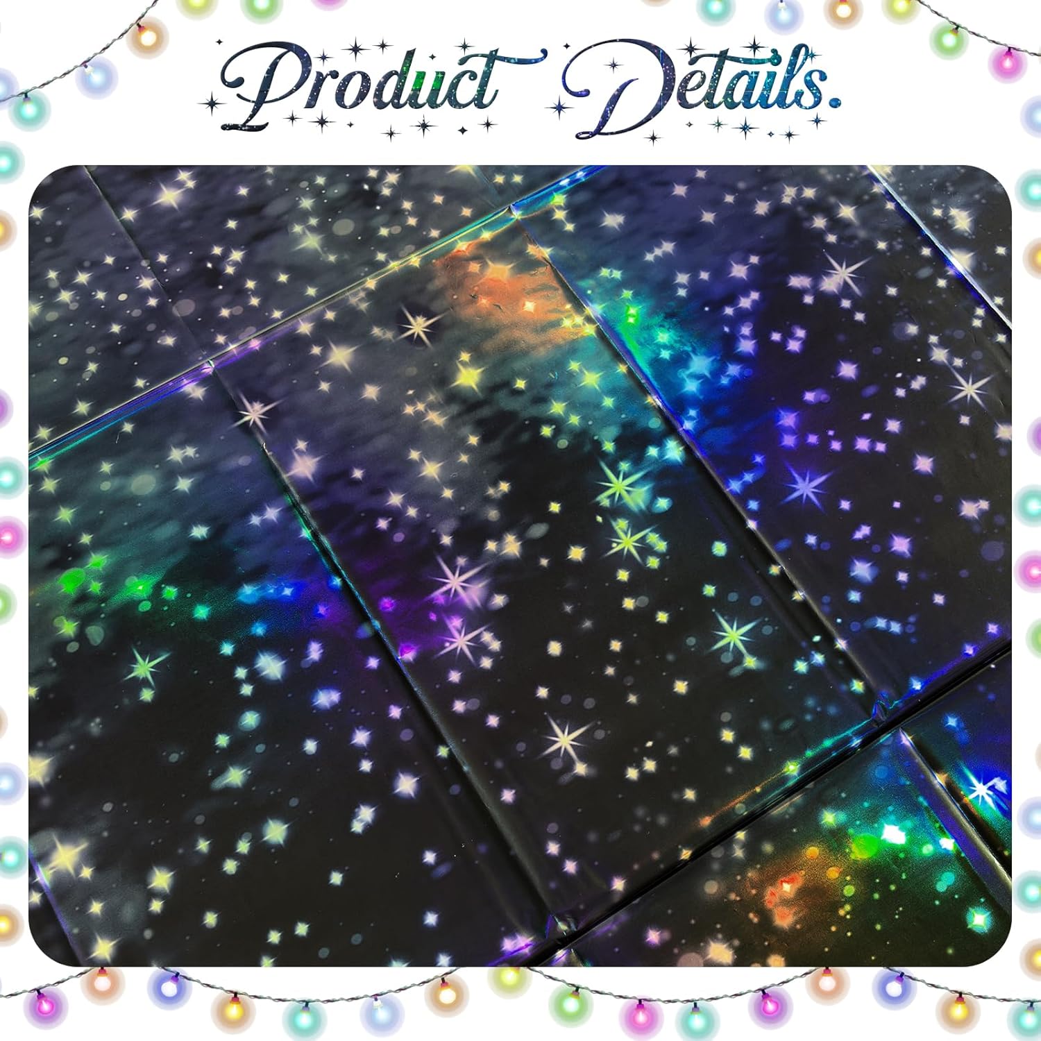 2 Pack Iridescent Galaxy Holography Tablecloth, 54'' x 108'' Color-Shifting Space Table Cover with Reflective Stars, Disposable Plastic, Waterproof & Durable for Starry Night, Birthday, Party Décor