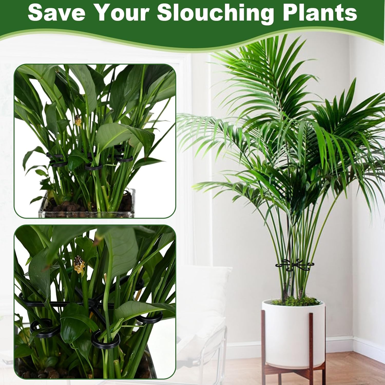 16pcs Plant Stem Support, Plant Support for Indoor Plants, 4 Sizes Climbing Houseplant Stem Holders, Reusable Plant Stabilizer, Indoor Plants Accessories