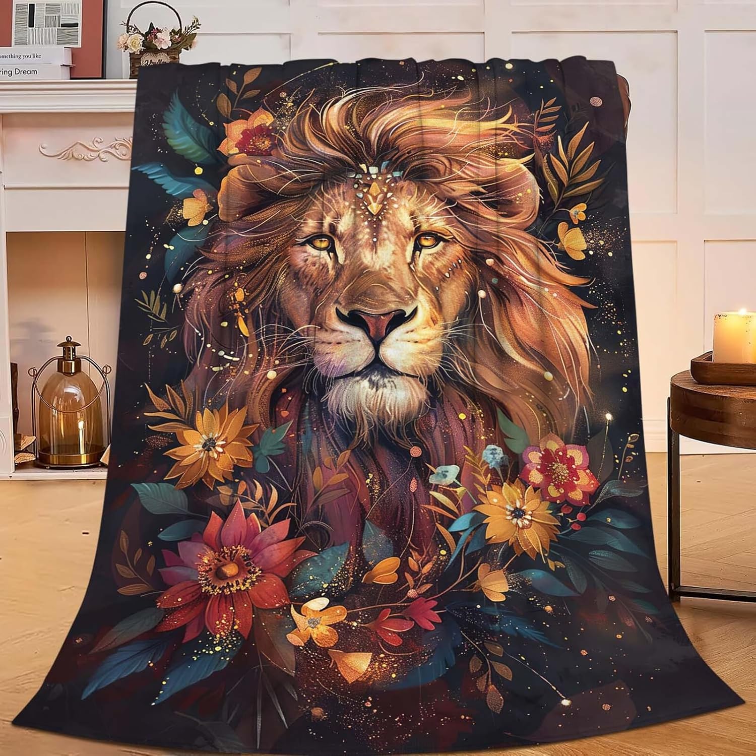Lion Throw Blanket Lion Stuff Gifts for Kids Girls Boys Adults Women Man Soft Cozy Warm Plush Fluffy Fuzzy Fleece Blanket Decor 40''X50''
