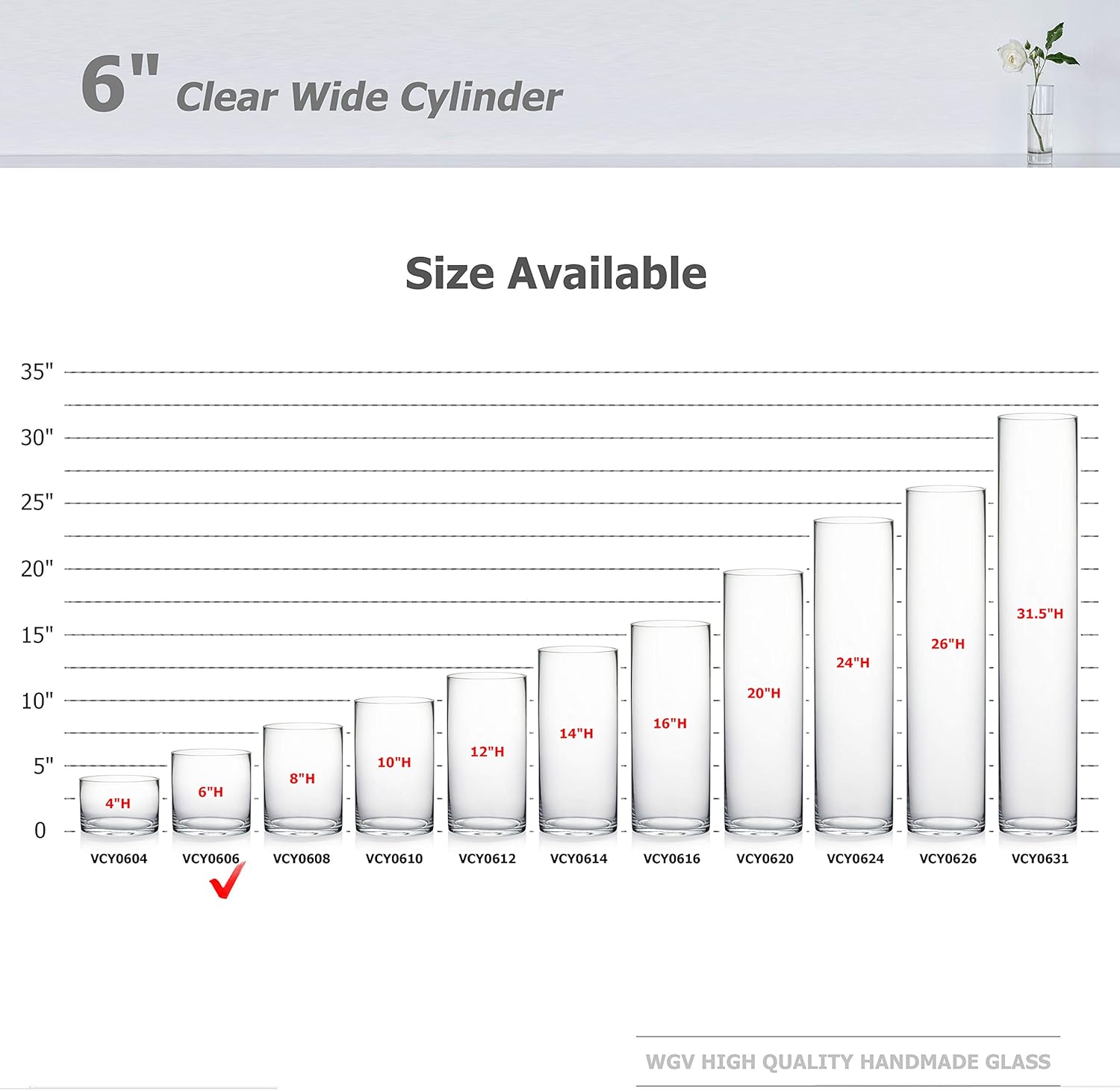 WGV Cylinder Vase Bulk, Width 6", Height 6", Clear Glass Container Terrarium Candle Holder for Wedding Centerpiece, Party Event, Home Office Decor, 12 Pieces