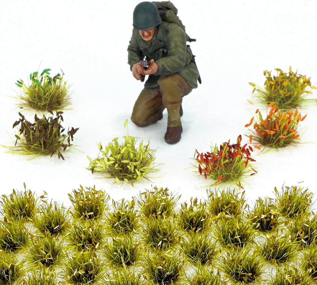 Cayway Miniature Grass Cluster, Static Grass Tuft Model Vegetation Groups for DIY Model Train Landscape Railroad Scenery Grass Tufts Flower (Withered Green and Red)