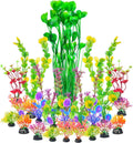 AQUANEAT 26pcs Artificial Fish Tank Plants, Multi Color Plastic Aquarium Accessories