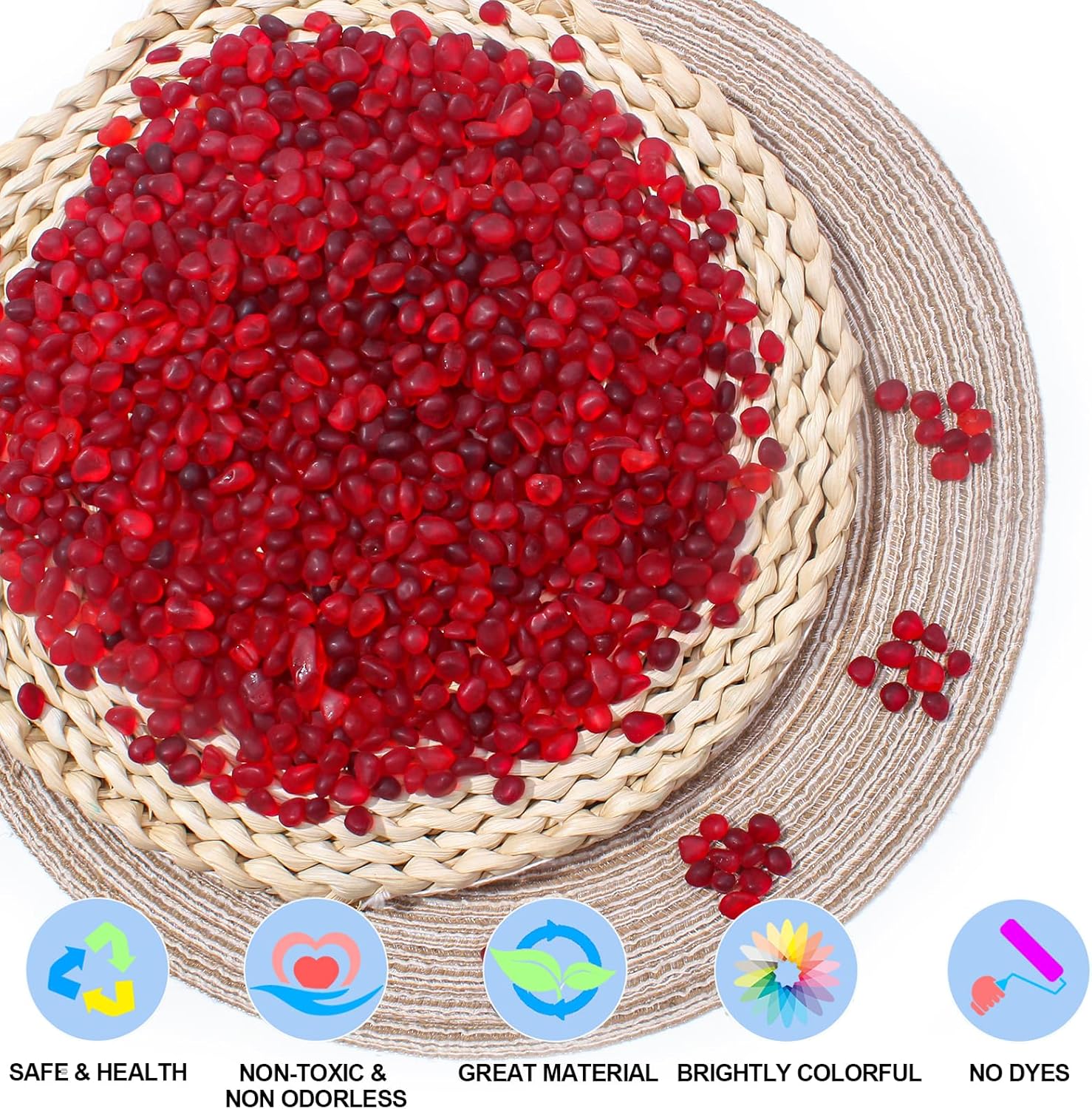 Keedolla 0.9 Lb Red Sea Glass Pebbles Stones Aquarium Gravel Fish Tank Rocks Small Frosted Glass Marbles Gemstones for Fish Turtle Tank, Vase Fillers and DIY Crafts