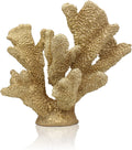 Gold Coral Decor Faux Artificial Coral Reef Resin Nautical Decoration Tabletop Home Living Room Decor (7.8in Tall)