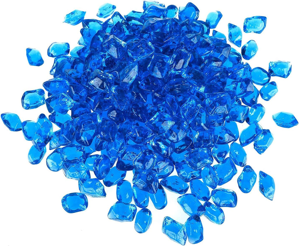 Onlyfire 1/2-Inch Polygon Fire Glass, 10 Pound Pack Glass Rock for Fireplace Fire Pit & Lanscaping, High Luster Cobalt Blue