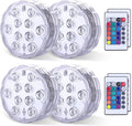Submersible LED Lights Remote Control, RGB Multi Color Changing Waterproof Light for Pool, Vase Base, Spa, Aquarium, Pond, Hot Tub, Decoration, Party, 4-Pack