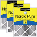 Nordic Pure 20x25x1 (19 1/2 x 24 1/2 x 3/4) Furnace Air Filters MERV 10 Pleated Plus Carbon 3 Pack