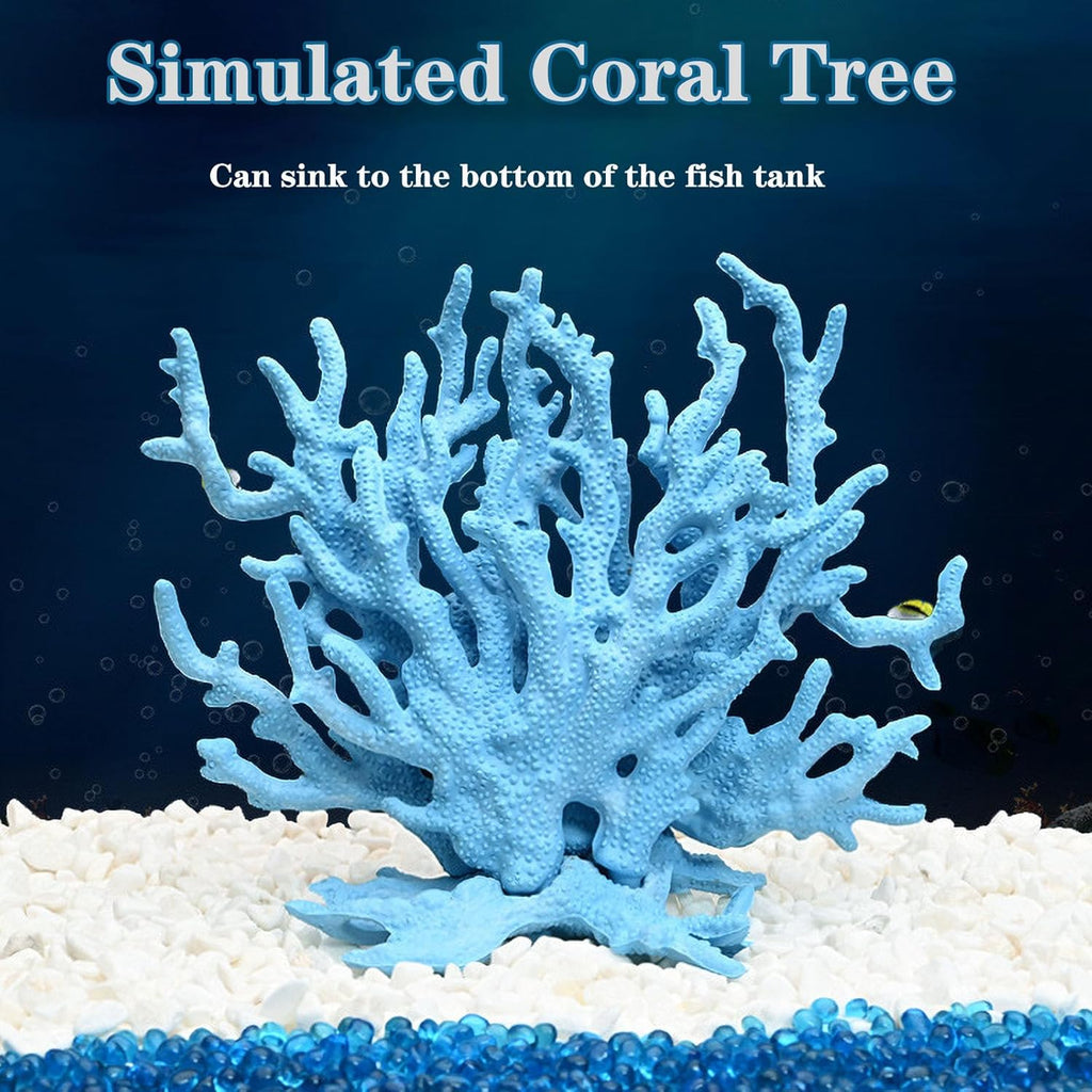 Besimple Artificial Aquarium Coral Ornament Plastic Fish Tank Plants Decoration for Aquarium Landscape (6.7”x5.5”x1.6”)