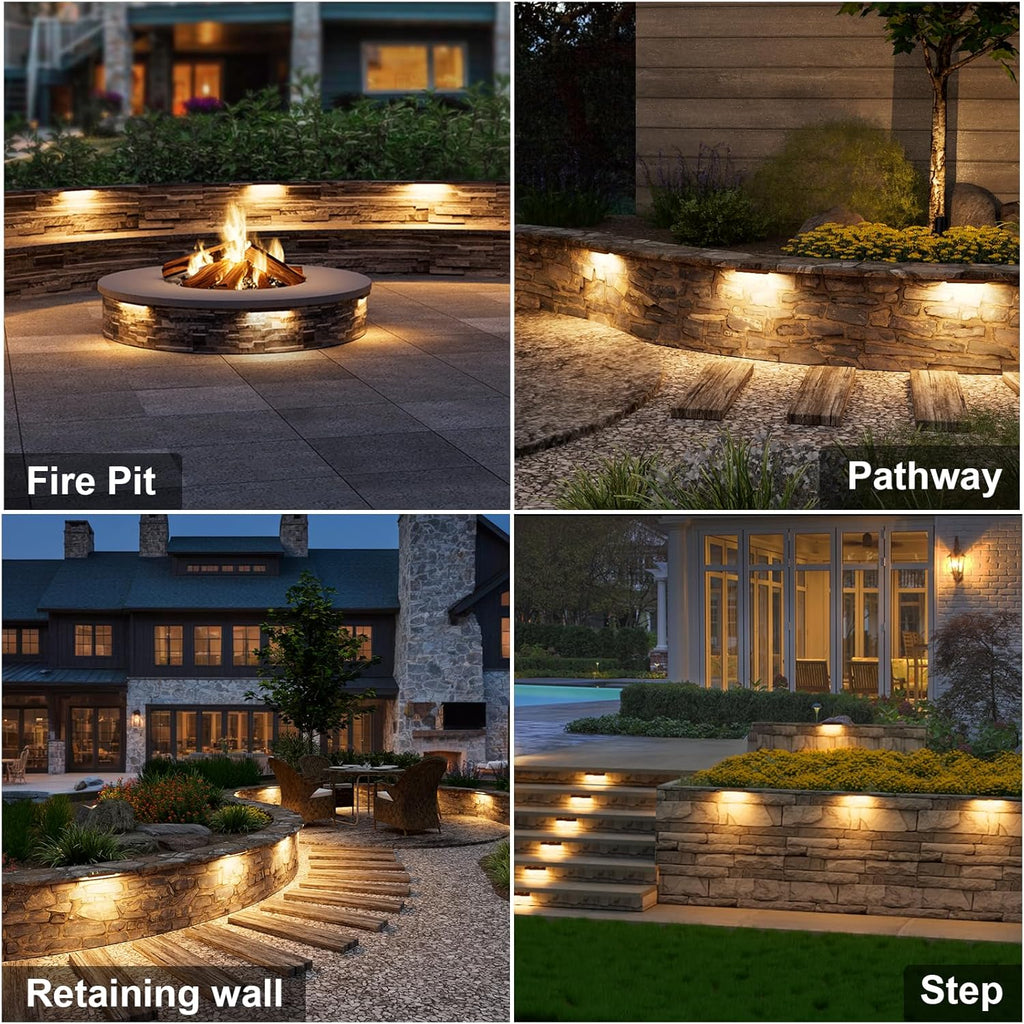 VOLISUN 8 Pack 7 Inch Retaining Wall Lights, Waterproof LED Hardscape Lighting, Cuttable Low Voltage Landscape Lighting, 12V Paver Lights, 3W Outdoor Step Lights, 2700K Soft White, ETL