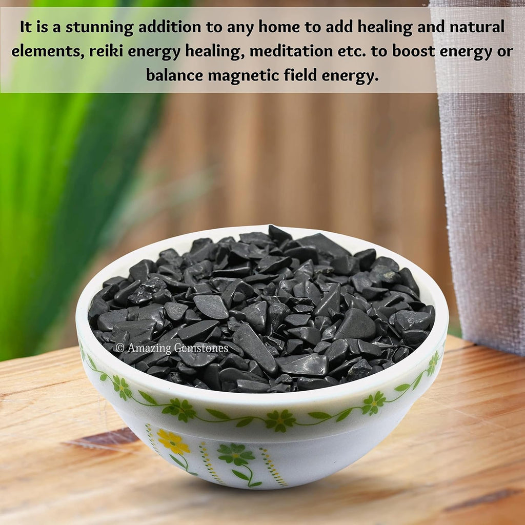 Amazing Gemstone Shungite Crystal Chips Aquarium Gravel Rocks - Shungite Chips Bulk Fish Tank Gravel, Small Tumbled Stone Chips and Tiny Crystals for Decoration (Natural AAA Grade) (1000+ Carat Chips)