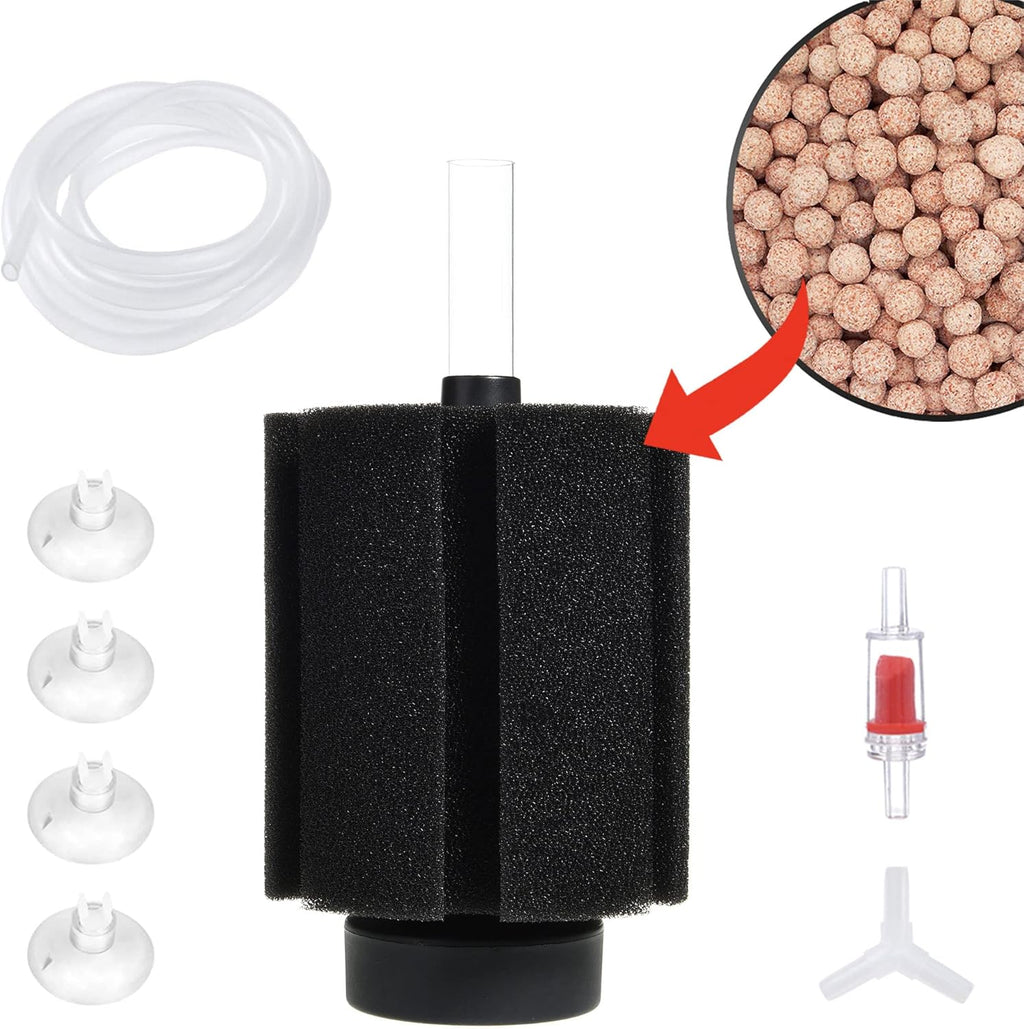 ALEGI Aquarium Bio Sponge Filter with Ceramic Media for Clear and Quiet Aquariums for Betta Fry Shrimp Tiny Fish Tank (10-40Gallon 4 Pack)