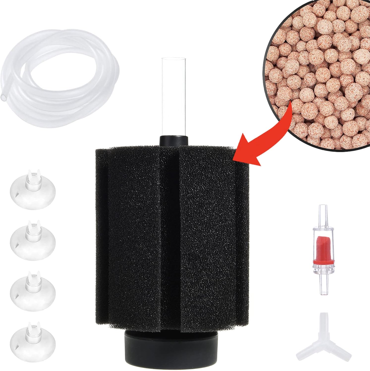 ALEGI Aquarium Bio Sponge Filter with Ceramic Media for Clear and Quiet Aquariums for Betta Fry Shrimp Tiny Fish Tank (10-40Gallon 4 Pack)