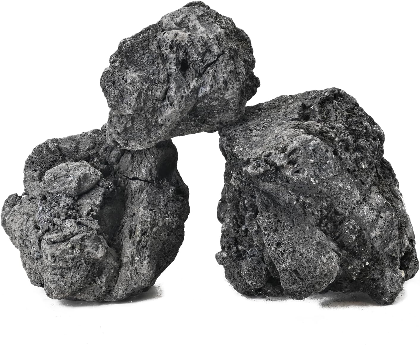 Black Lava Rocks for Aquarium Fire Pit Succulent Planters Bonsai Landscaping Garden Décor 5lb Lava Stone for Fish and Plants(3pcs 4-6 inches)