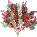 10 Pack Christmas Artificial Berry Twigs for Tree Decoration, DIY Red Berry Stems for Crafts Wreath Garland Ornaments Decor