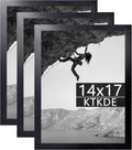 KTKDE 14x17 Picture Frame set of 3, Studio Gallery 17x14 Poster Black Frame Wooden, Vertical & Horizontal Wall Hanging Picture Frame for Photos, Posters & Art Prints