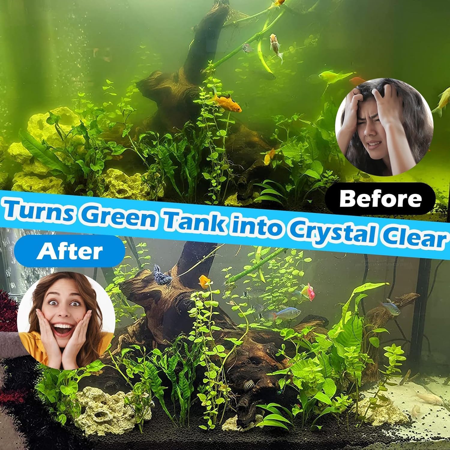 TARARIUM Small Aquarium Filter U-V for 10-45 Gallon Tank, 158GPH Fish Tank Filters for Betta Fish Tank Green Clean Machine, Internal Pump Filter for Turtle Tank Saltwater Freshwater Crystal Clear