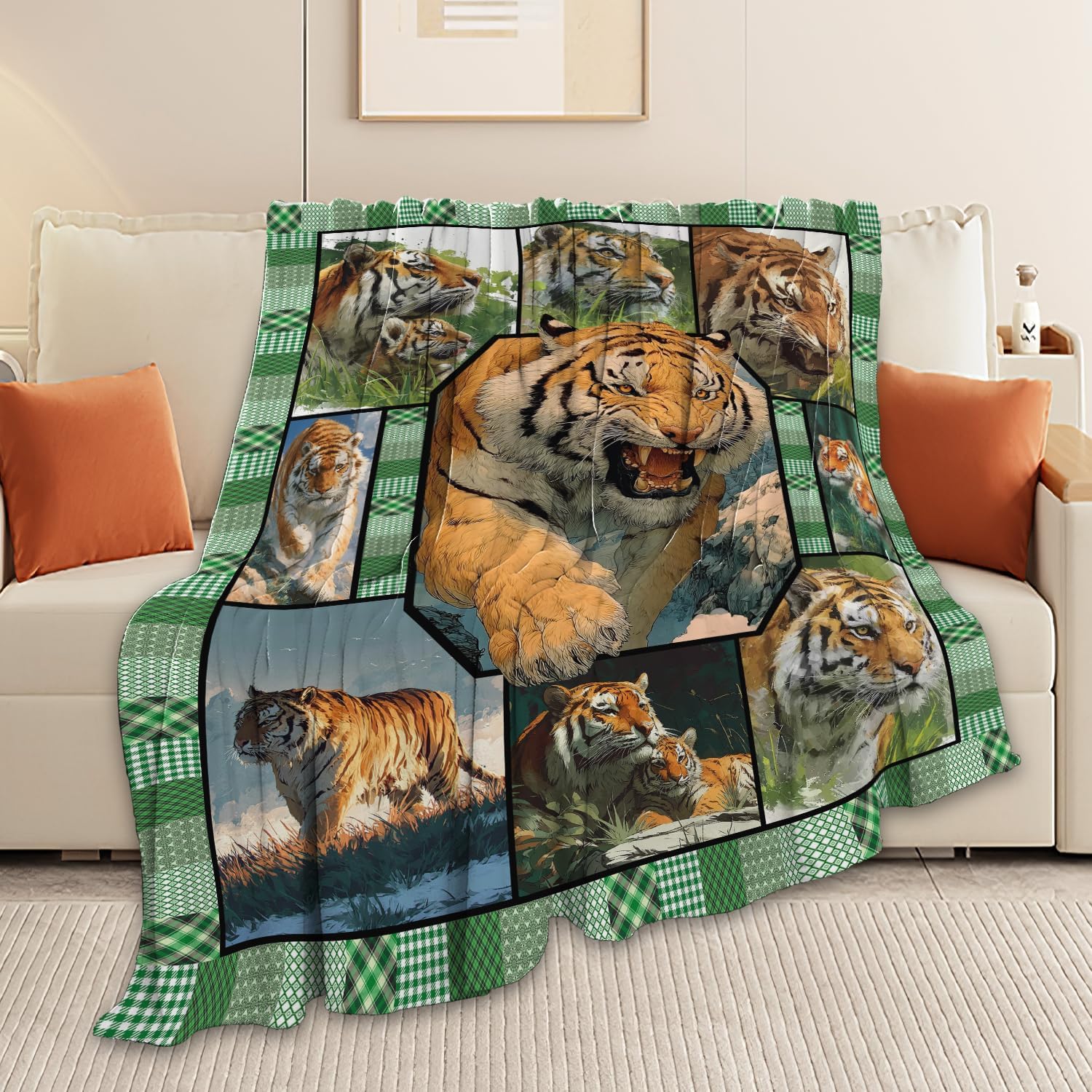 Tiger Throw Blanket Tiger Stuff Gifts for Kids Girls Boys Adults Women Men Soft Cozy Warm Plush Fluffy Fuzzy Fleece Blanket Decor 40''X50''