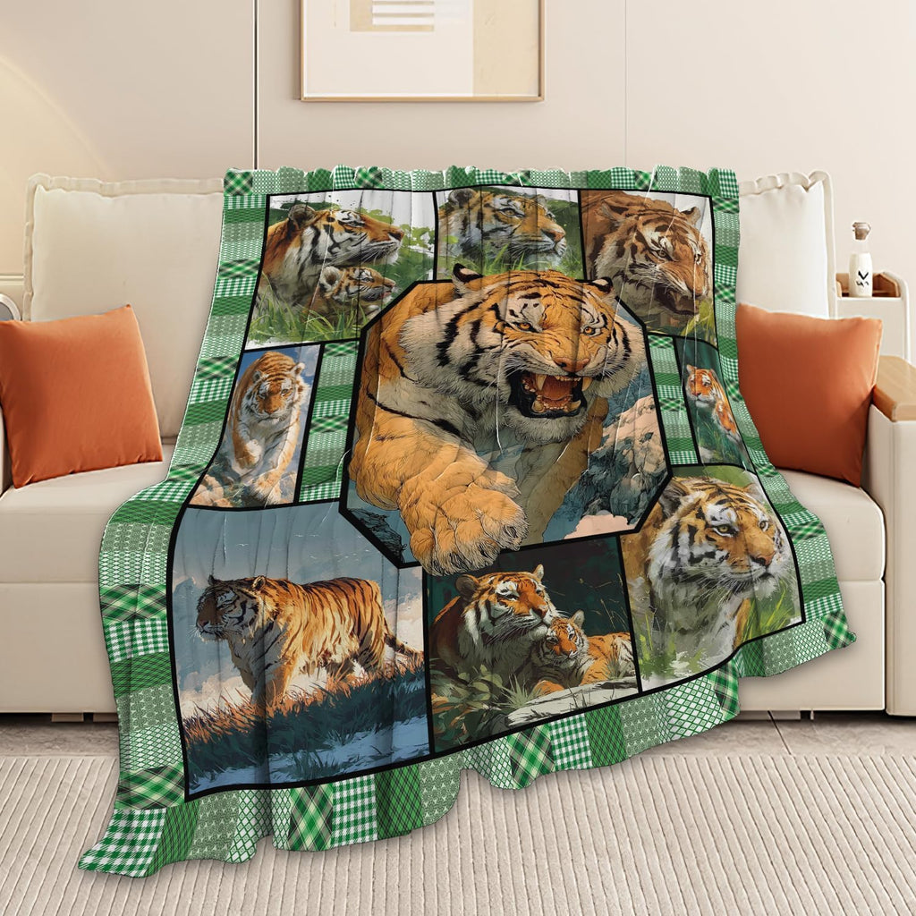Tiger Throw Blanket Tiger Stuff Gifts for Kids Girls Boys Adults Women Men Soft Cozy Warm Plush Fluffy Fuzzy Fleece Blanket Decor 60''X80''