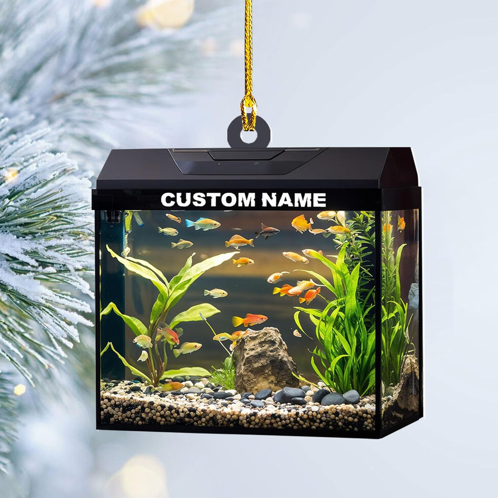 Personalized Aquarium Christmas Ornament, Fish Christmas Ornament, Gift for Fish Lover, Custom Aquarium Christmas Tree Keepsake, Kids First Gift Ideas, Pet Kids Ornament (AFT8)