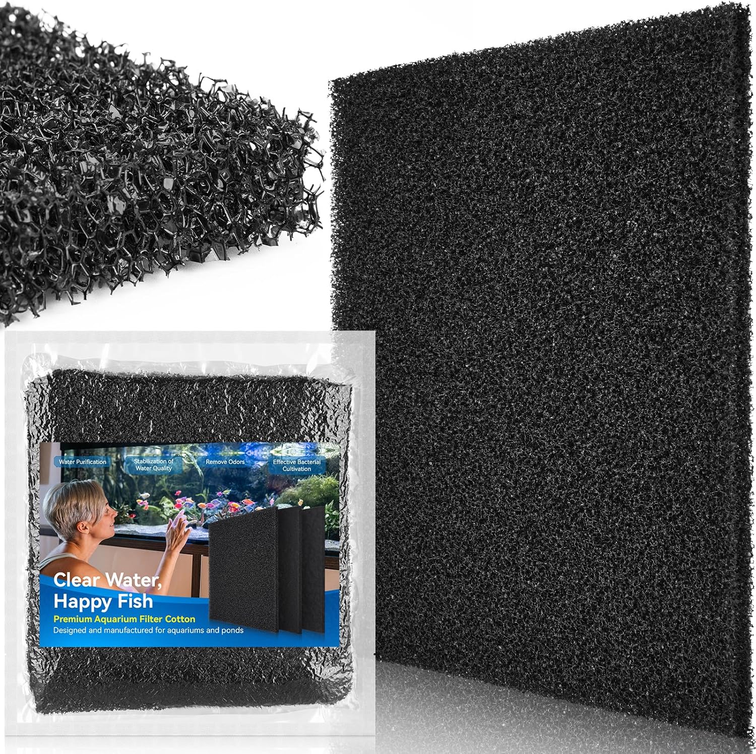 Borlech Aquarium Filter Sponge Pad, Filter Media Foam Sponges, Filter Accessories for Fish Tanks and Ponds (18.5"x18.5"x0.8", 20PPI, 1 Pack)