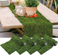 Jutom 4 Rolls Dried Moss Table Runner 12 x 40 Inch Preserved Sheet Moss Mat Artificial Green for Crafts Party Wedding Garden Decor