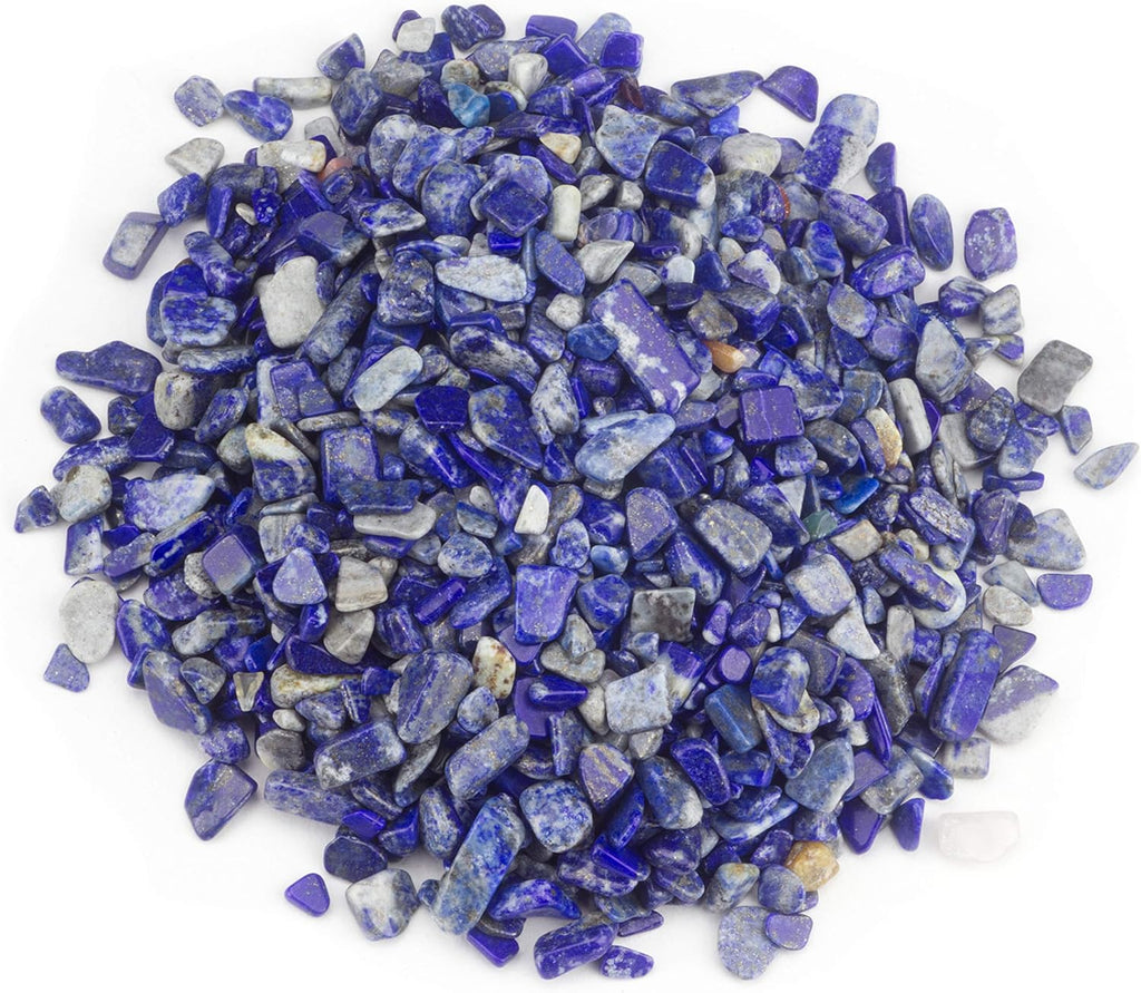 Cherry Tree Collection 1/2 Pound Polished Tumbled Gemstone Chips, Pebbles, Crystal Chips Bulk for Jewelry Making, Healing, Plants, Succulents, Aquariums, Decoration, Chakra (Lapis)