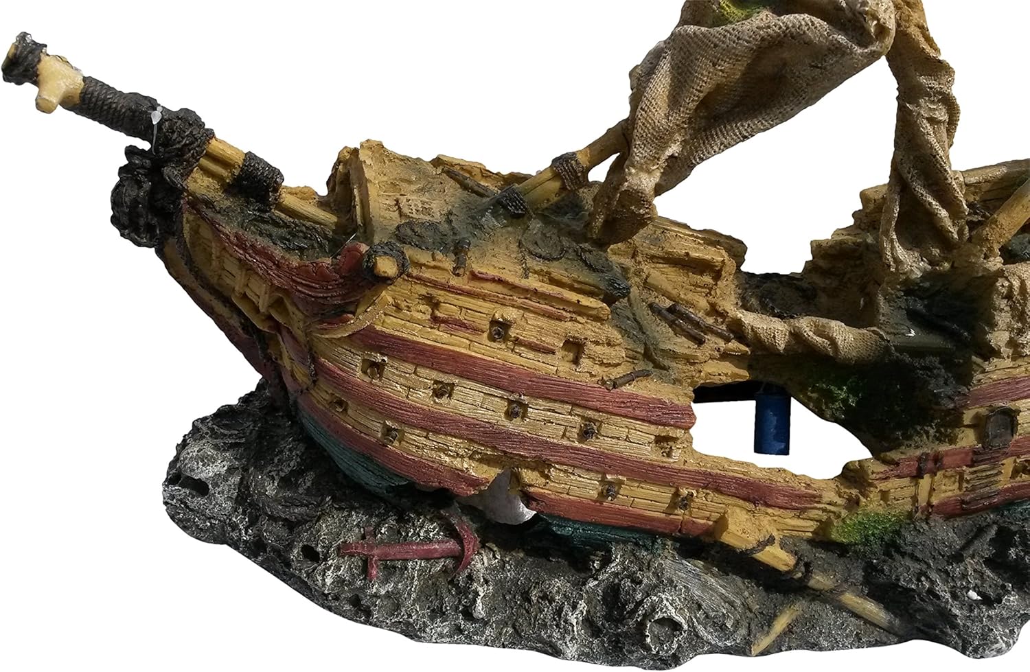 Large Galleon Pirate Ship Wreck with Aeration Bubbler Stones (Air Pump Required, Not Included) 28 Inches Long, Aquarium Fish Tank Ornament Decoration | Shipwreck Loaded with Detail