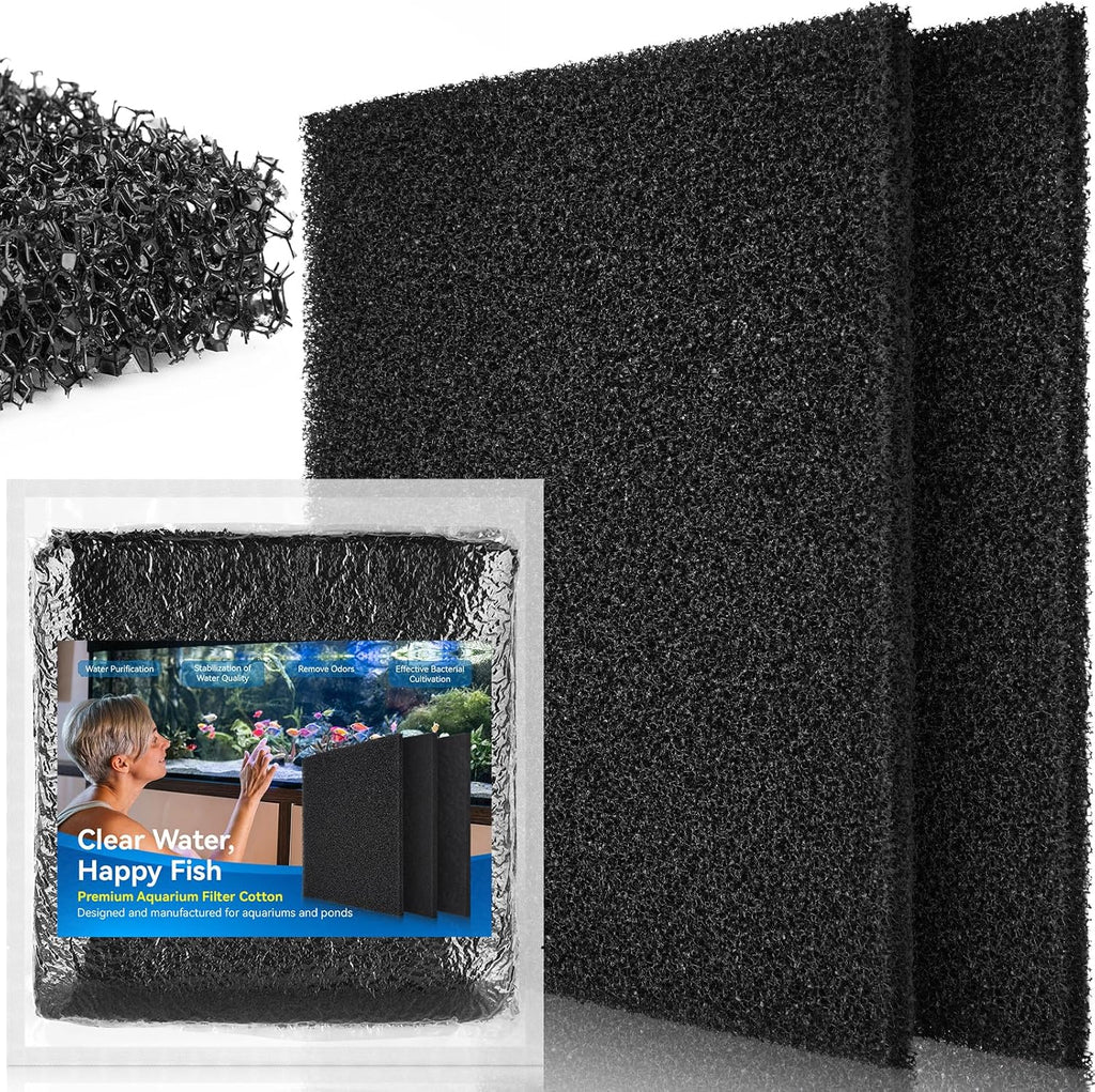 Borlech Aquarium Filter Sponge Pad, Filter Media Foam Sponges, Filter Accessories for Fish Tanks and Ponds (18.5"x18.5"x0.8", 20PPI, 2 Pack)