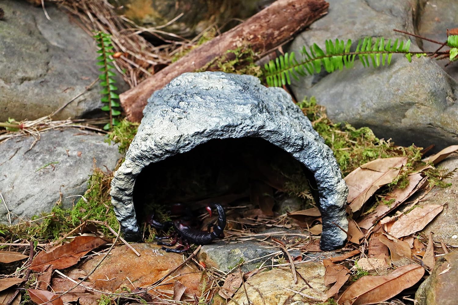 Reptile Rock Cave Habitat Hide – Premium Non-Toxic Decorative Resin for Aquariums & Terrariums. Ideal for Amphibians, Lizards, Snakes, Bearded Dragons, Geckos, Scorpions, Frogs, Spiders...Large Size