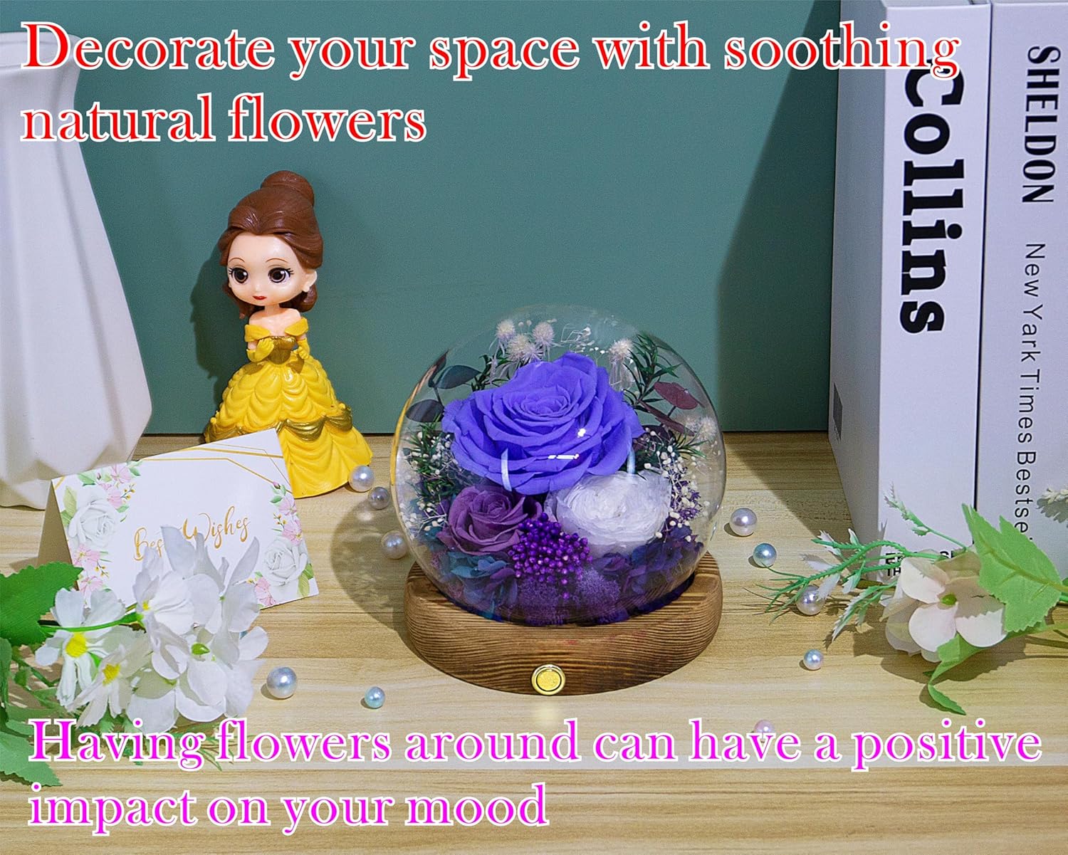 Valley of Rain & Forest Long-Lasting Real Flowers, Unique Floral Gift For you to send Love for All Occasions, for Indoor Decoration (Violet Rose, Purple & White Austin Roses)