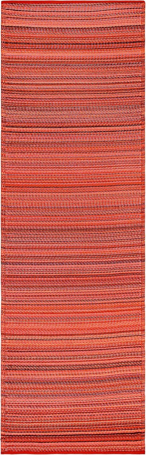 Fab Habitat Outdoor Rug - Waterproof, Fade Resistant, Crease-Free - Premium Recycled Plastic - Striped - Porch, Deck, Balcony, Hallway, Poolside - Cancun - Sunset - 2.5 x 8 ft Runner