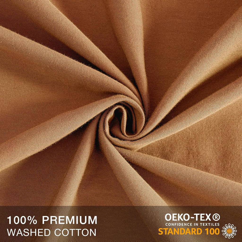 JELLYMONI Pillowcases Standard Set of 4 Cotton Envelope Pillow Covers Caramel 20×26in Bed Pillow Cases 100% Washed Cotton Soft Breathable (Pillows are not Included)