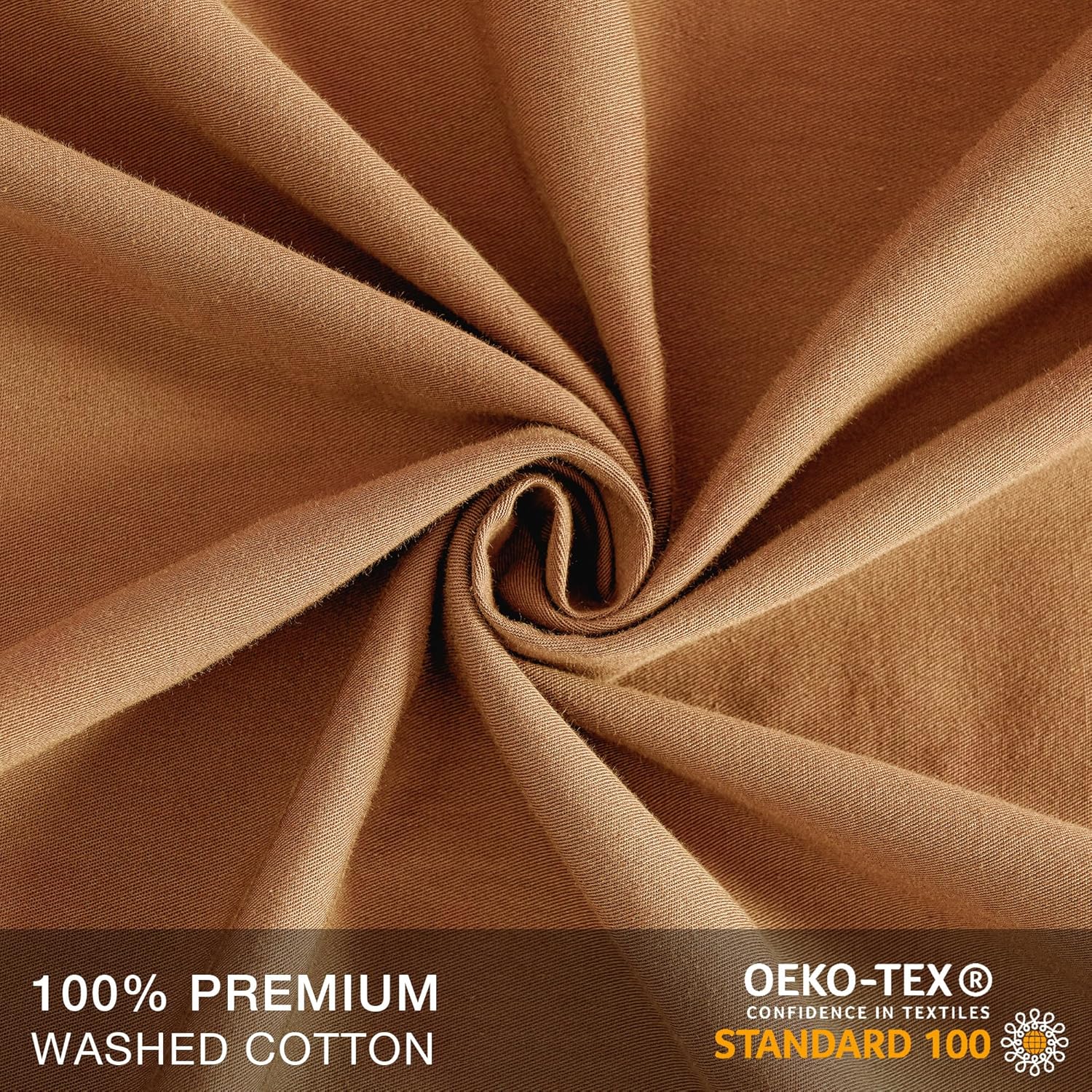 JELLYMONI Pillowcases Standard Set of 2 Cotton Envelope Pillow Covers Caramel 20×26in Bed Pillow Cases 100% Washed Cotton Soft Breathable (Pillows are not Included)