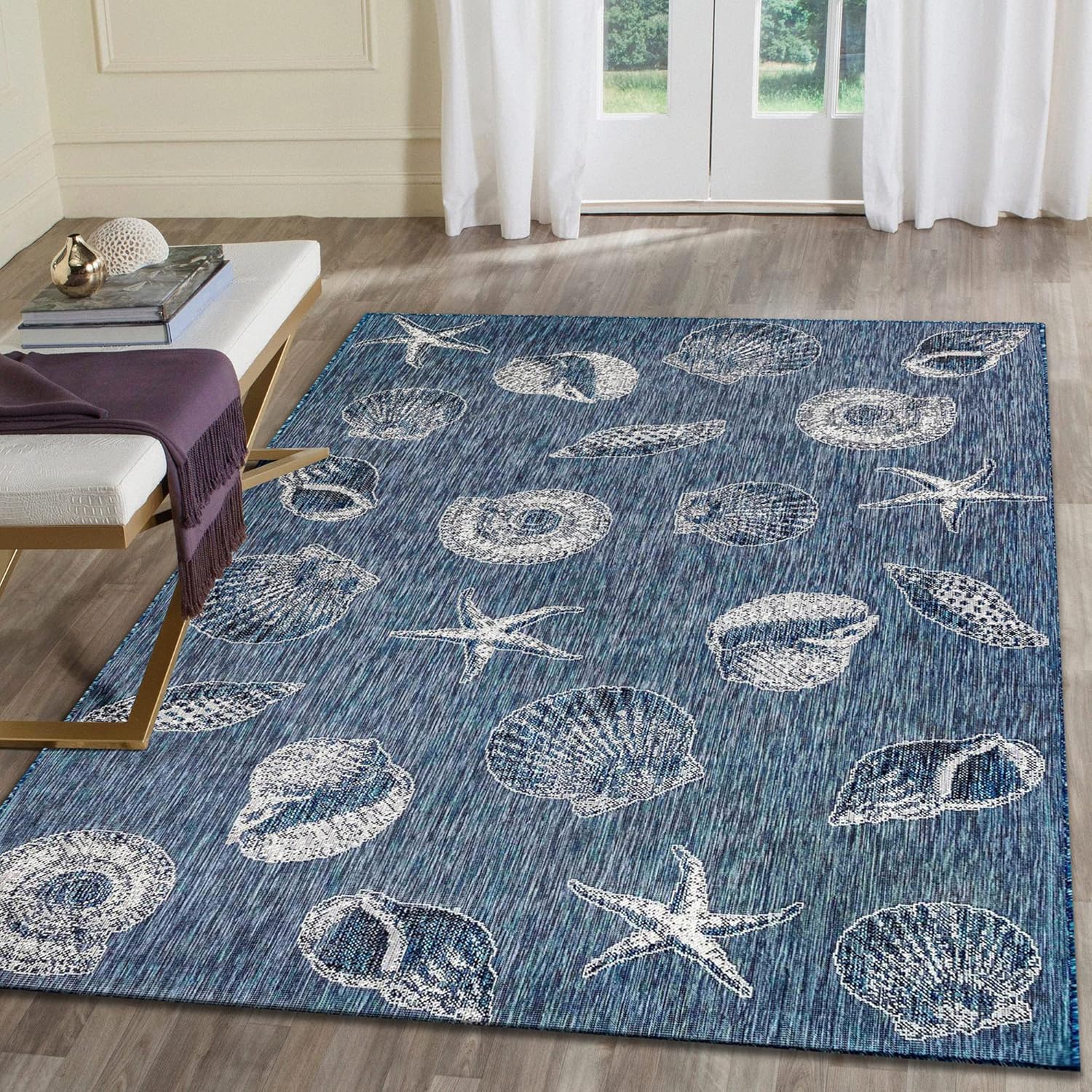 Liora Manne Shells Navy Indoor Outdoor Area Rug, 3'3" x 4'11"