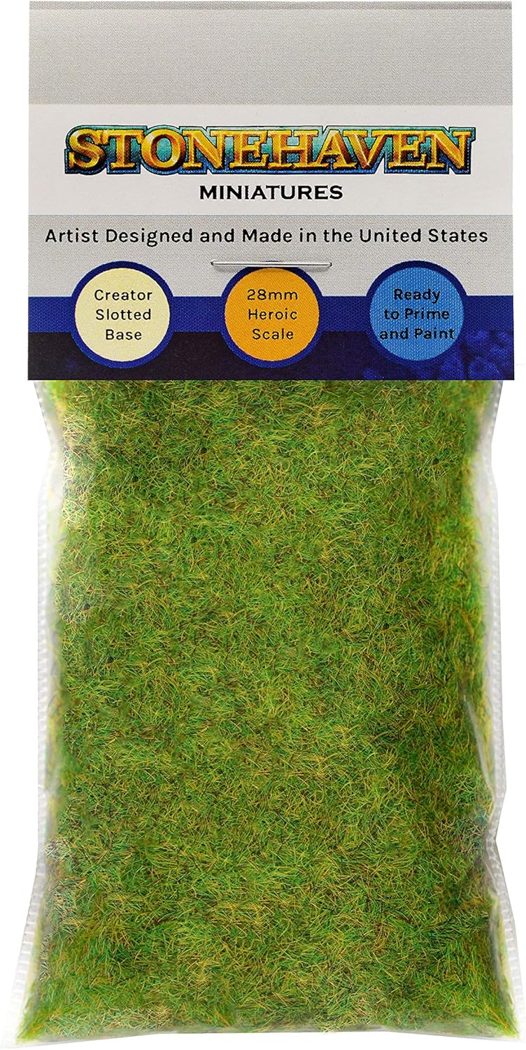 Static Grass, Bright Green - 2mm Length Fibers - Master Quality Base & Scenery Flock - Realistic Texture & Detail - for 28mm Scale Table Top War Game Miniatures - Made in USA