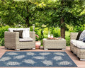Liora Manne CARMEL Indoor/Outdoor Power Loomed Synthetic Blend Low Profile Area Rug - Transitional Coastal Turtle Decorative (Seaturtles Navy) (6'6" x 9'4")