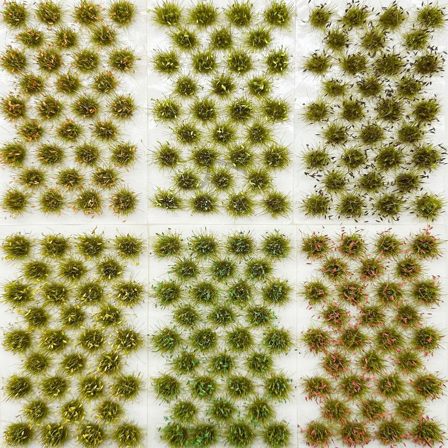Woohome 32 PCS Miniature Grass Cluster, Green Static Grass Tuft Model Vegetation Groups Static Grass Tufts for DIY Model Train Landscape Railroad Scenery Grass Tufts Flower