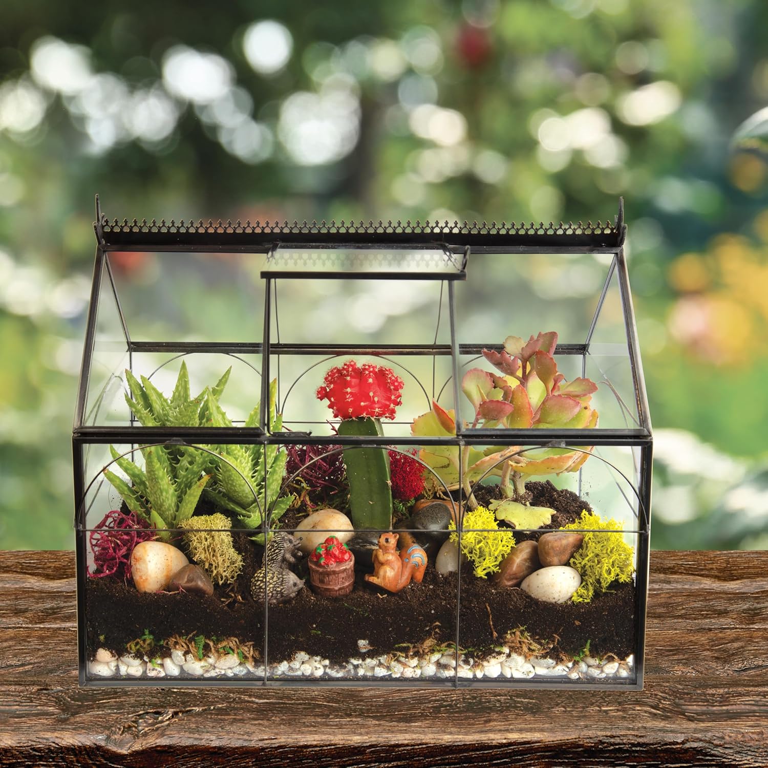 D'Eco Glass Greenhouse Centerpiece (10x4.5x9) - Tabletop Geometric Planter Terrarium - Fill with Succulents, Moss, Holiday Decorations, Mini Trees & Ornaments - Home Decor Xmas Gift for Plant Lovers