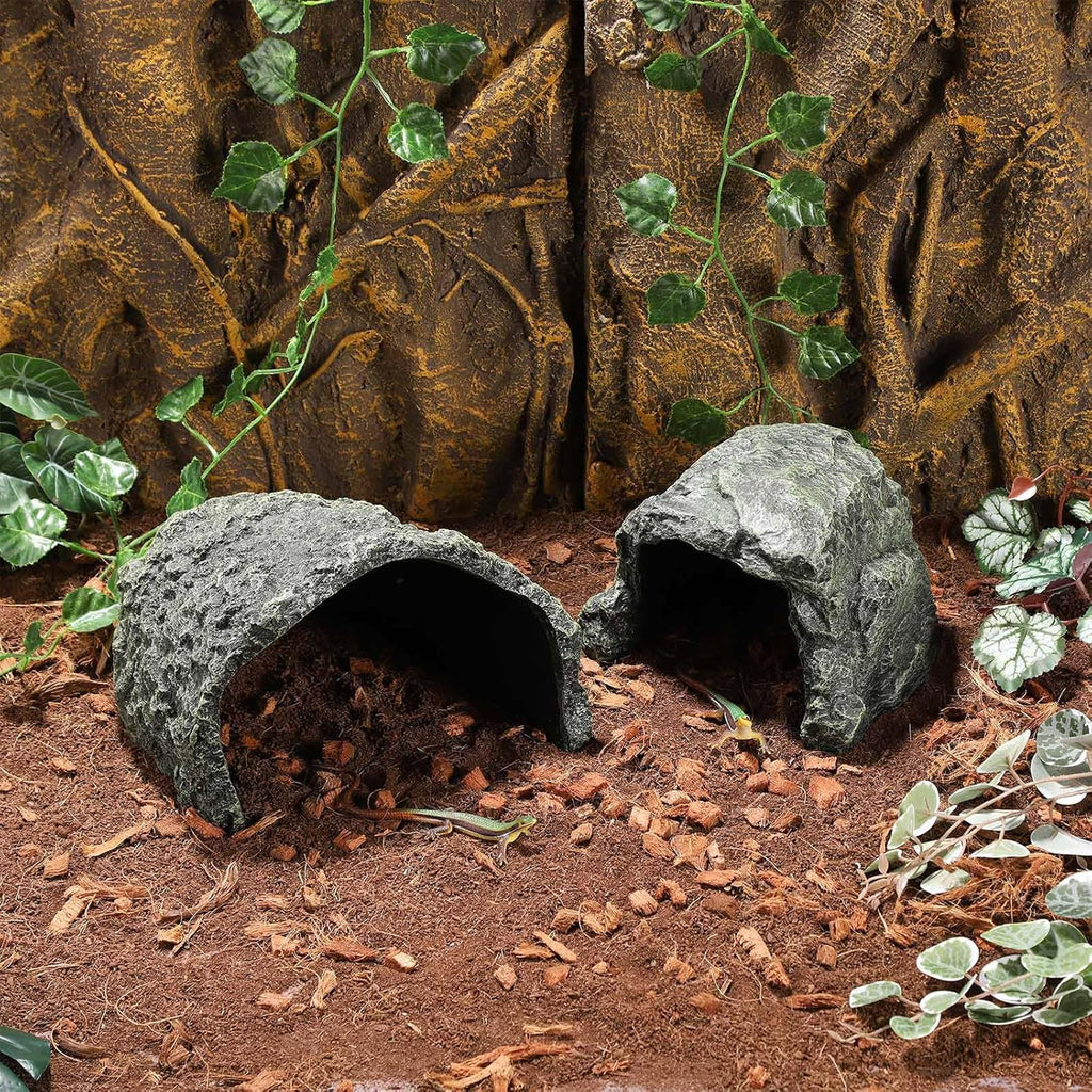 IBWell 9.1 Inch Reptile Hides Resin Tortoise Hideout for Hiding and Basking Aquarium Rock Caves for Snake Bearded Dragon Fish Lizard
