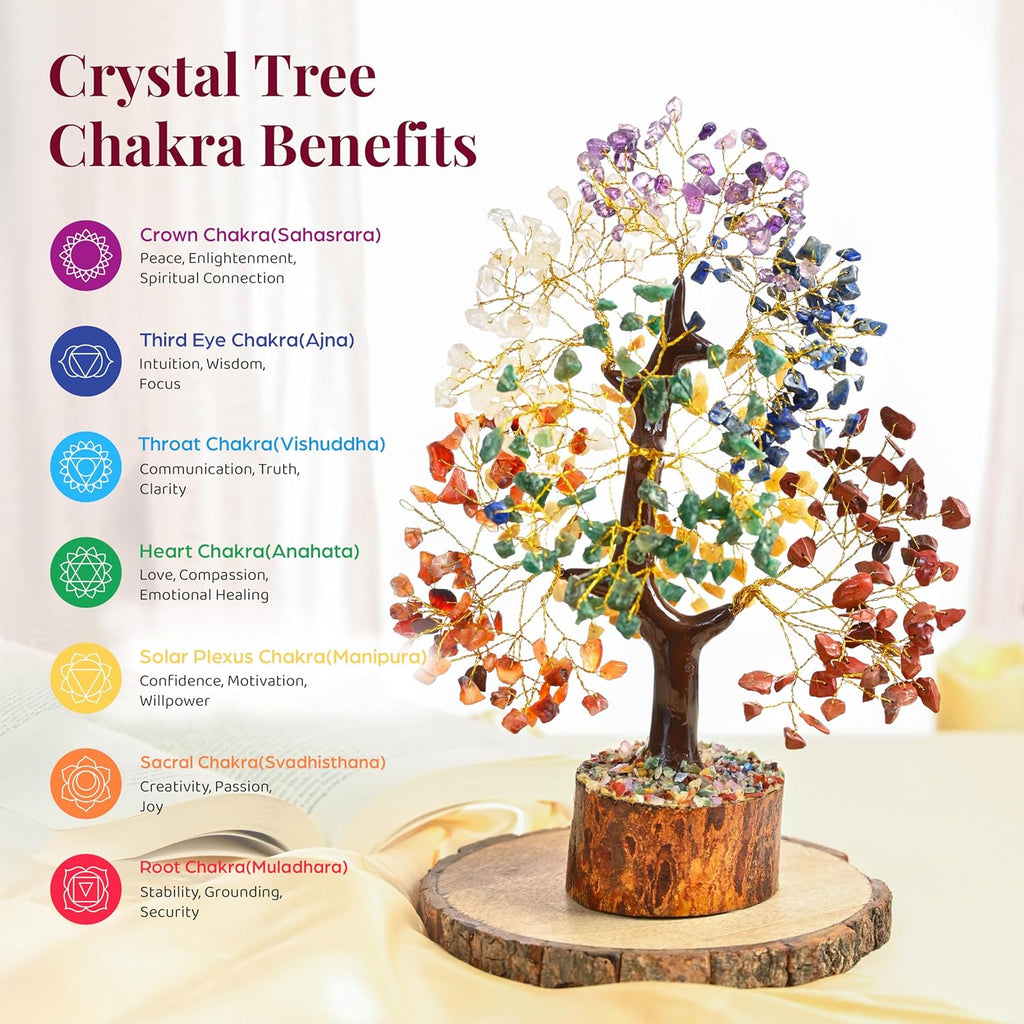 7 Chakra Healing Crystal Tree of Life, Handmade Feng Shui Crystal Tree for Good Luck, Positive Energy, Wealth, Reiki Healing, Gifts for Women and Mom Birthday, House Warming Gift