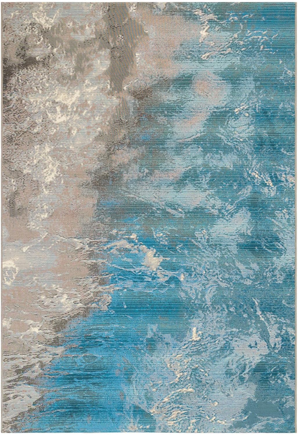 Liora Manne Marina Low Profile Durable Indoor/Outdoor Woven Rug- Surf Ocean 6'6" x 9'4"